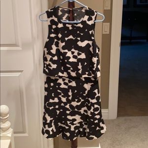 BANANA REPUBLIC cream & black pattern dress